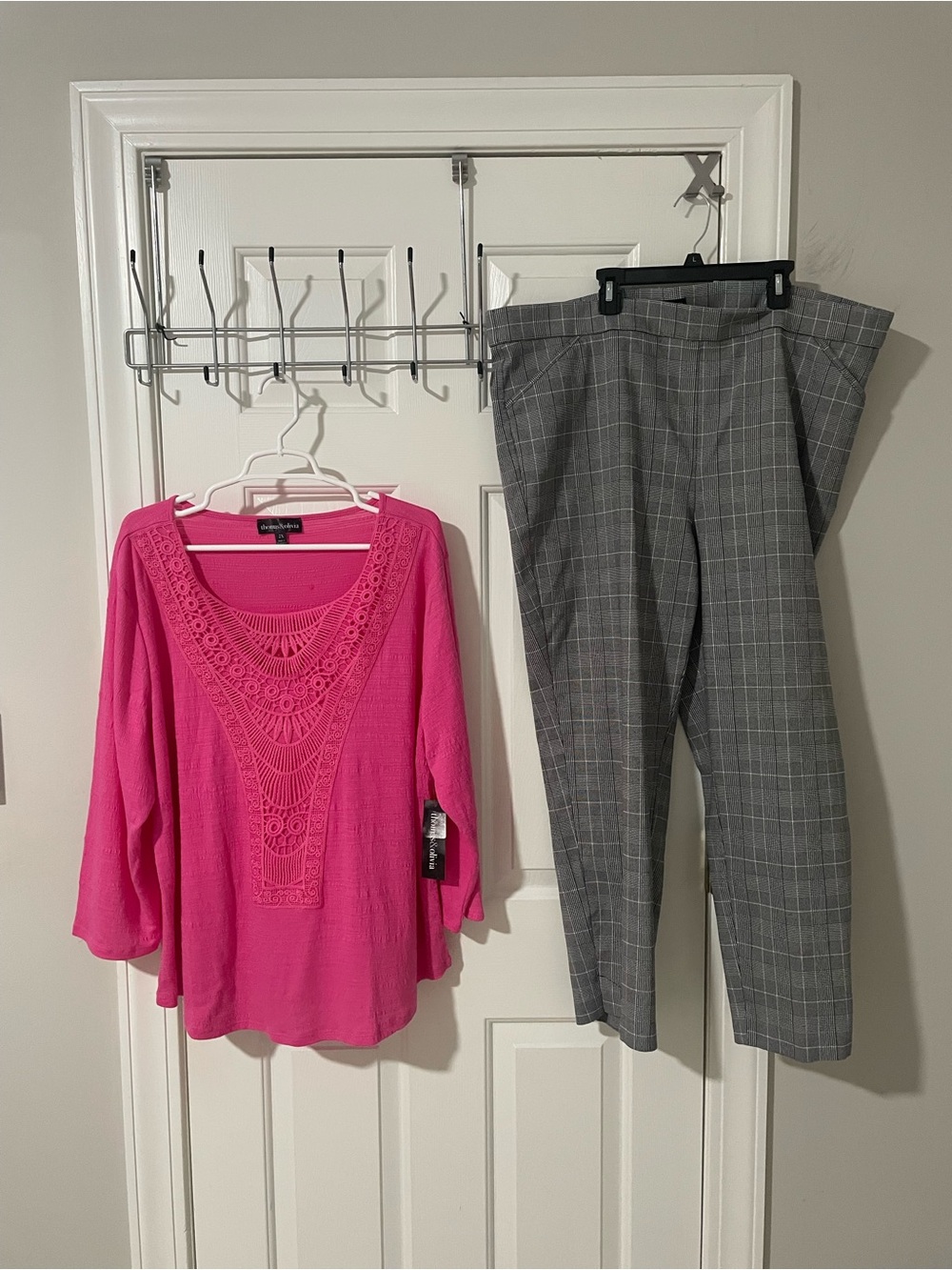Pink Crochet-Detail Top 2x nwt counterparts 22w pants